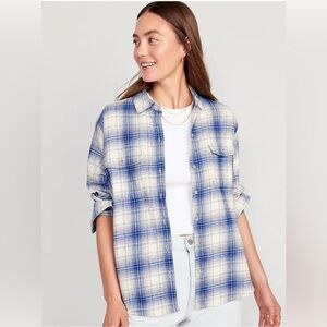 Old Navy Blue Plaid Long Sleeve Shirt